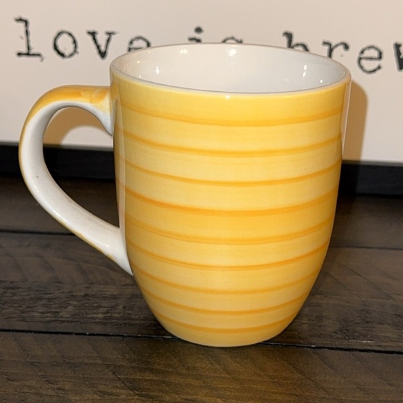 SWIRL Brand Yellow Striped Coffee/Tea Cup/Mug Hand Painted Collection by Swirl - Picture 2 of 6